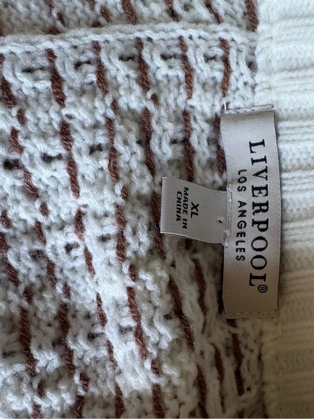 Liverpool cream and brown cap sleeve knit sweater size XL - Picture 3 of 6